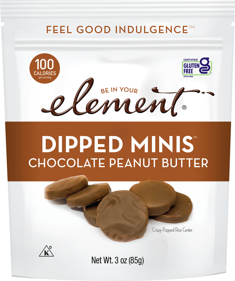 chocolate peanut butter fully dipped minis front of bag